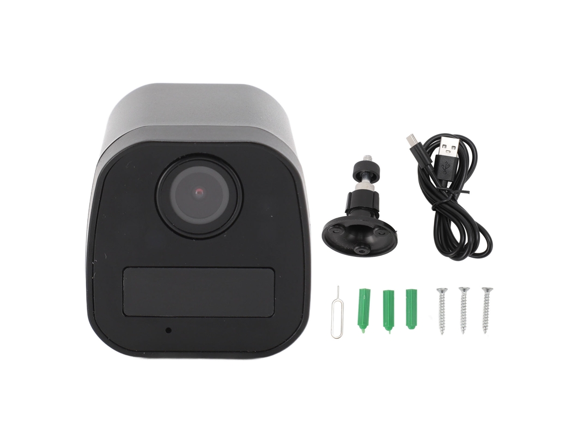 Cámara de seguridad impermeable para interiores y exteriores, resolución 1080p, con detección de movimiento y visión nocturna.
