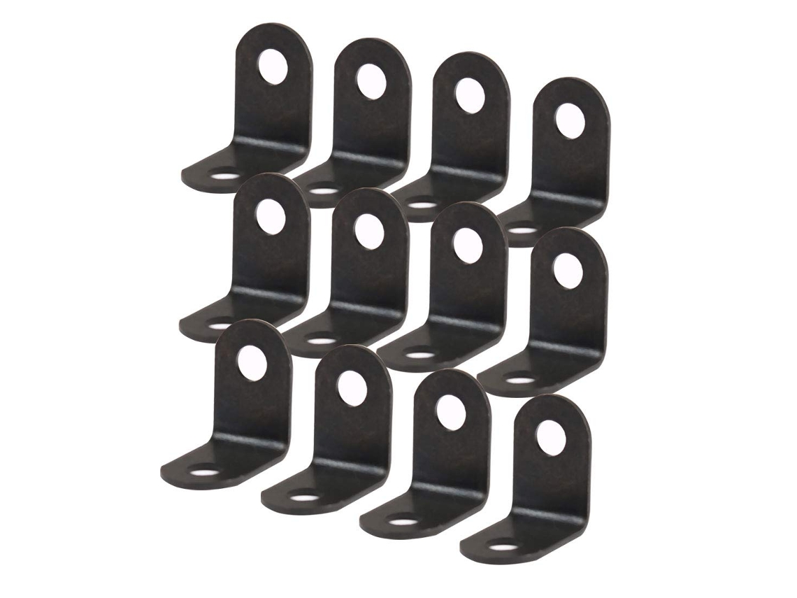Piezas 12 Escuadras Metálicas Angulares 12x12 Mm, Negras, Forma L, Protectores Esquina, Soportes