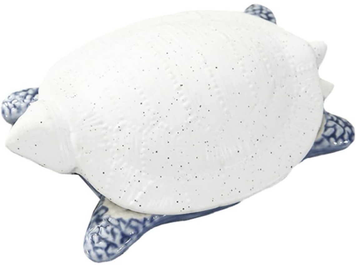 Almacenamiento Forma Tortuga Cerámica Estilo Elegante Romántico Decoración Hogar Joyas Dulces Caja Tapa Azul