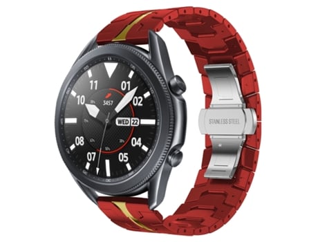 Correa de reloj inteligente para Samsung Galaxy watch3 45 mm Armor Correa de reloj de metal de acero inoxidable (rojo + dorado)