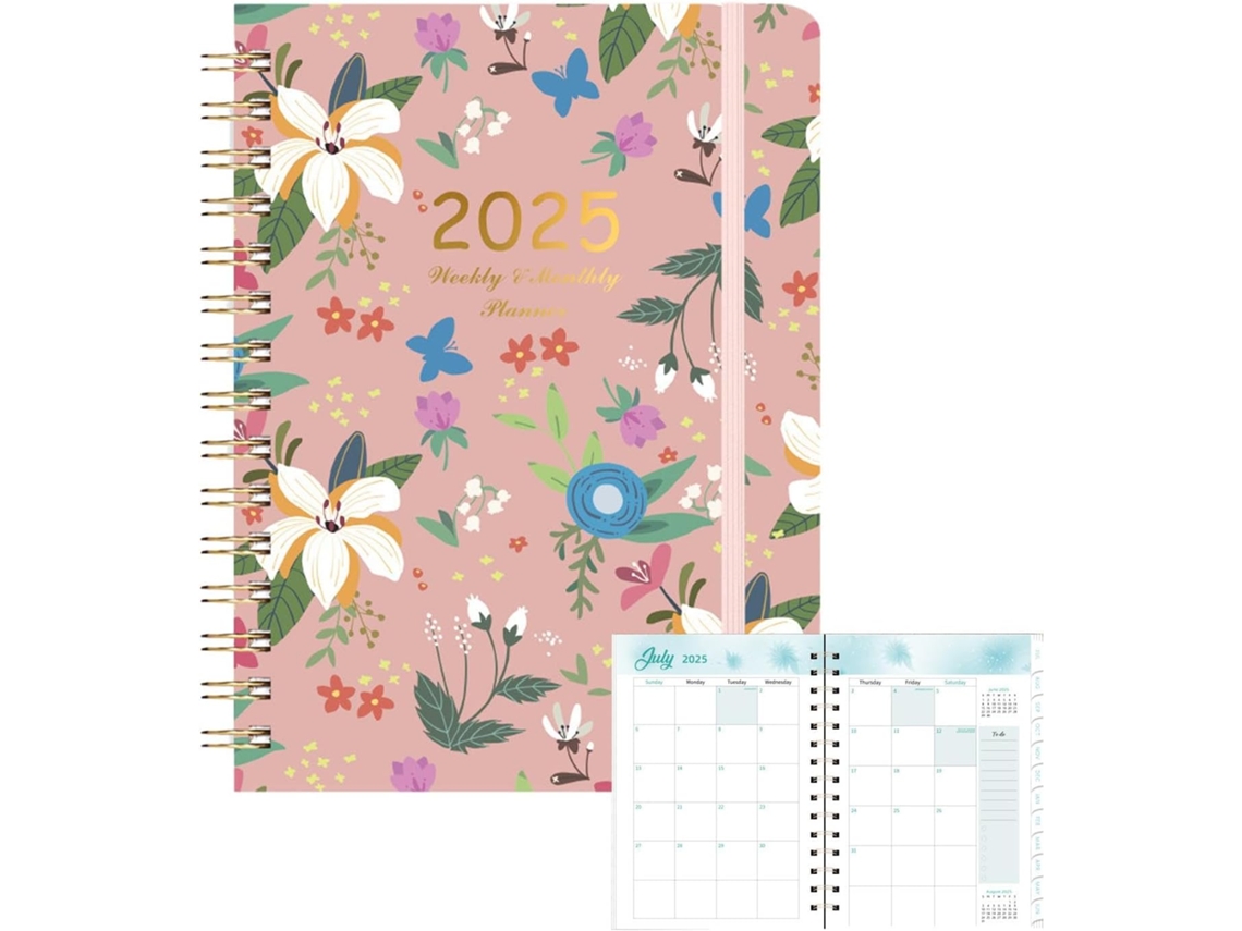 Cuaderno para 2025, Planificador de negocios, Material escolar, Mensual y semanal, y
