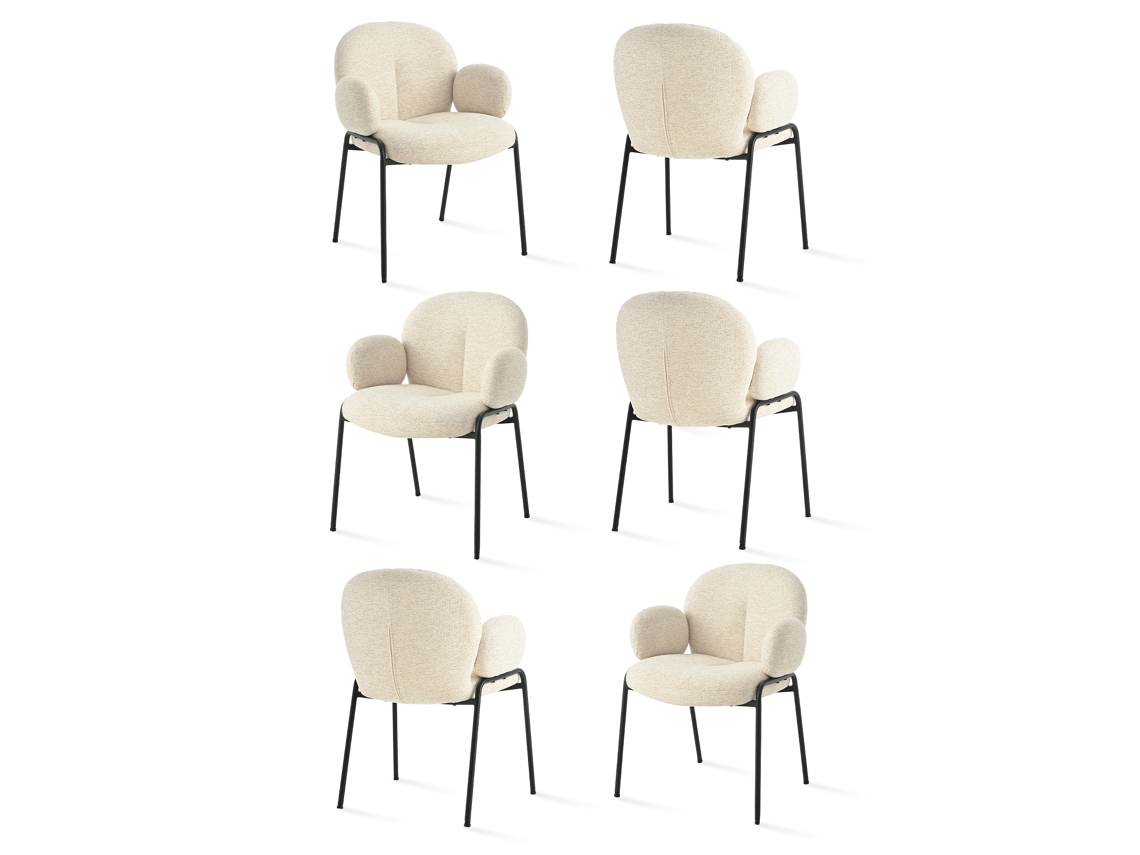 Sillas De Comedor Goeurvant 1235(pack De 6, Beige, Tela)