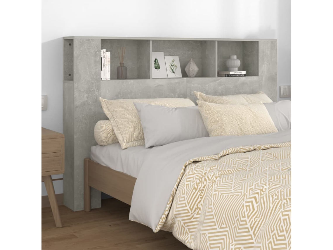 Mueble Cabecero Gris Hormigón 160x18,5x104,5 Cm