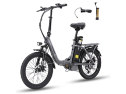 Bicicleta eléctrica Sinohon C20 de 250 W, 18 Ah, 25 km/h, 20 pulgadas, para mujer y hombre, 7 velocidades, sensor de par, color gris