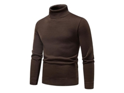 2026-jersey Hombre Cuello Alto Liso Invierno Slim Fit Tejido Grueso Abrigo Pull Over Básico 4xl Marrón