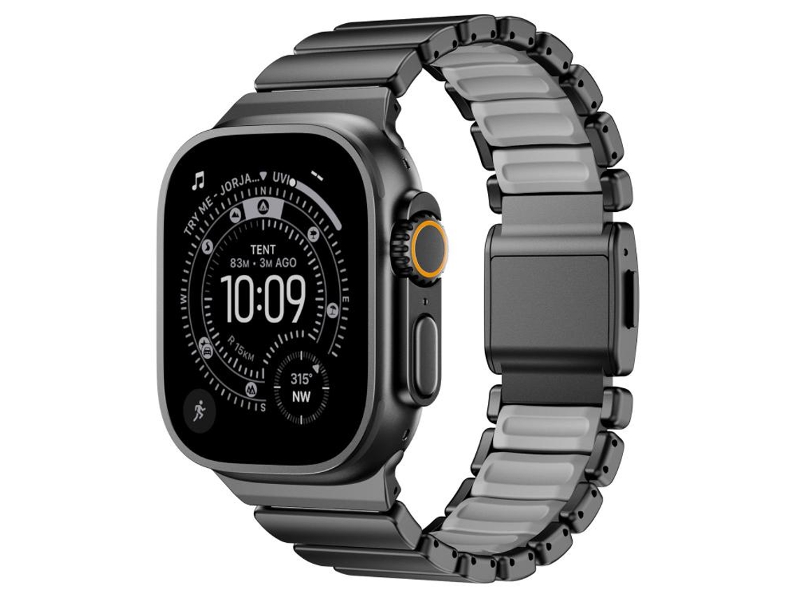 Correa de silicona XIAOMOYU para Apple Watch (46/49/45/44 mm) con revestimiento de acero inoxidable y cierre magnético.