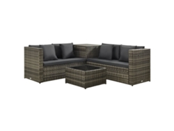 Conjunto de jardín de 4 piezas DKD Home Decor con cojines de mimbre gris
