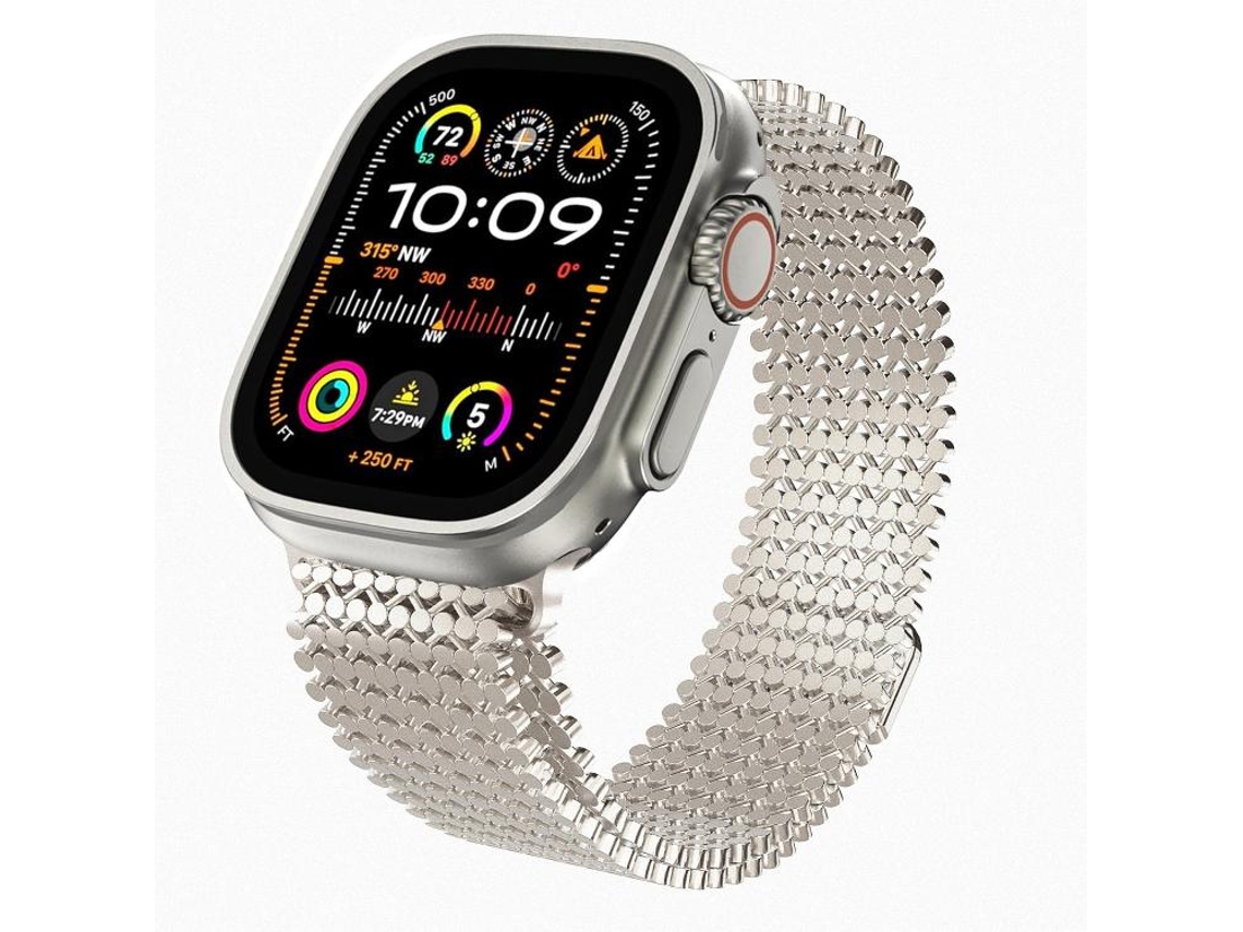 Bracelete Para Apple Watch 46/49/45/44mm - Aço Inoxidável Magnético Com Estrutura Molecular Starlight