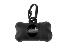20 bolsas de basura para perros, soporte negro con forma de hueso, rollo