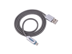 Cable De Carga Micro Usb Trenzado Luminoso Con Led Gris Para Smartphones