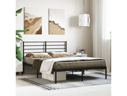 Estructura Cama Sin Colchón Con Cabecero Metal Negro 120x200 Cm