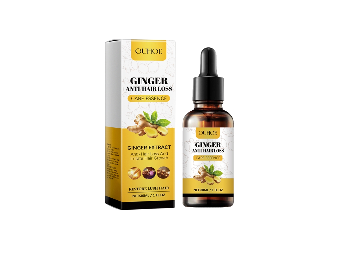 Aceite esencial de jengibre para fortalecer las raíces del cabello.