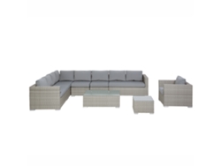 Conjunto de jardín modular de ratán gris derecho BELIANI Xxl