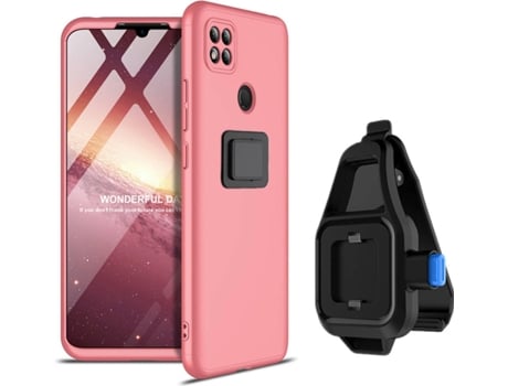 Funda Redmi 9C Slim Armor 360º con Soporte para la Cintura Rosa