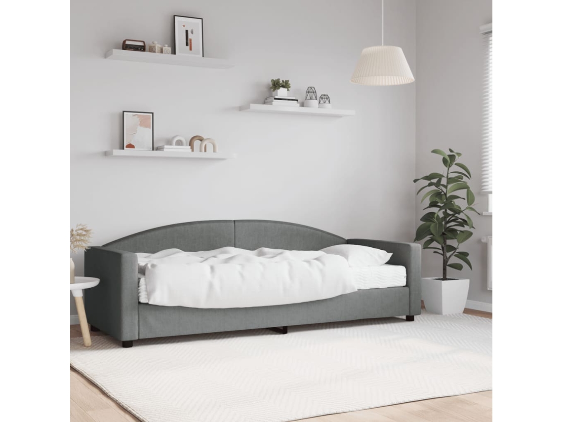 Sofá Cama Con Colchón Tela Gris Oscuro 80x200 Cm
