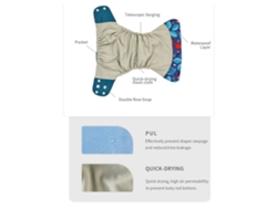 4pcs Fraldas De Pano Laváveis ​​reutilizáveis ​​ajustáveis ​​respiráveis ​​para Bebês 3-15kg