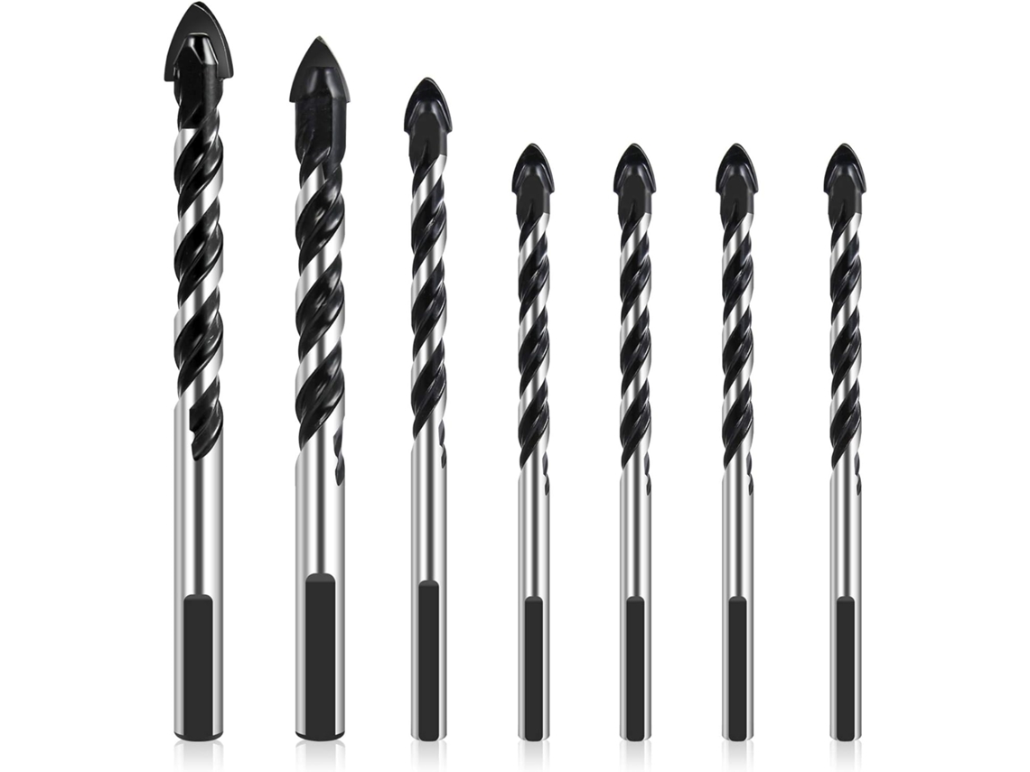 Juego de brocas profesionales para mampostería, broca multimaterial de grado industrial para azulejos, vidrio, ladrillo, cerámica y madera, color negro. Incluye