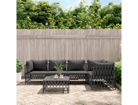 Conjunto 6 de muebles de jardín VIDAXL con cojines acero antracita