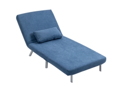 Sofá Cama 2 En 1 Azul Con Cojines De Tela.