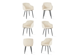 Sillas De Comedor Goeurvant 711(pack De 6, Crema, Chenilla)