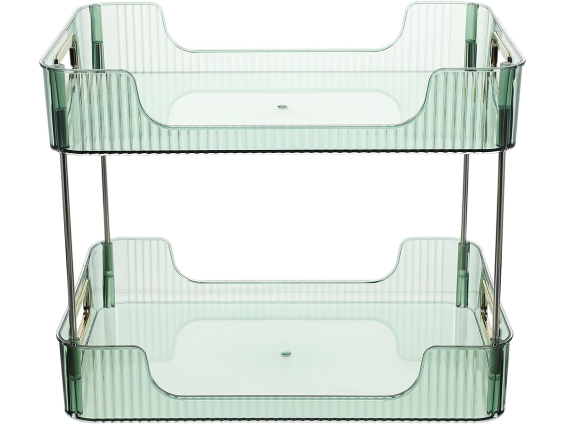 Estante Almacenamiento Doble Nivel Organizar Almacenar Material Sintético Verde Multiusos Estructura Simple