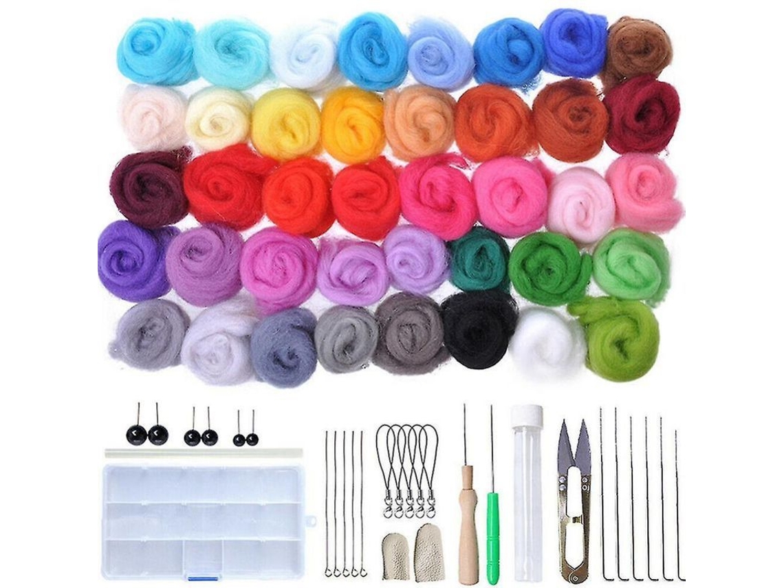 2026-kit Inicio Lana Fieltro 40 Colores Herramientas Agujas Alfombrilla Manual Diy Regalo