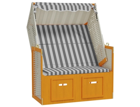 Silla playa Strandkorb dosel ratán sintético VIDA XL madera blanco gris