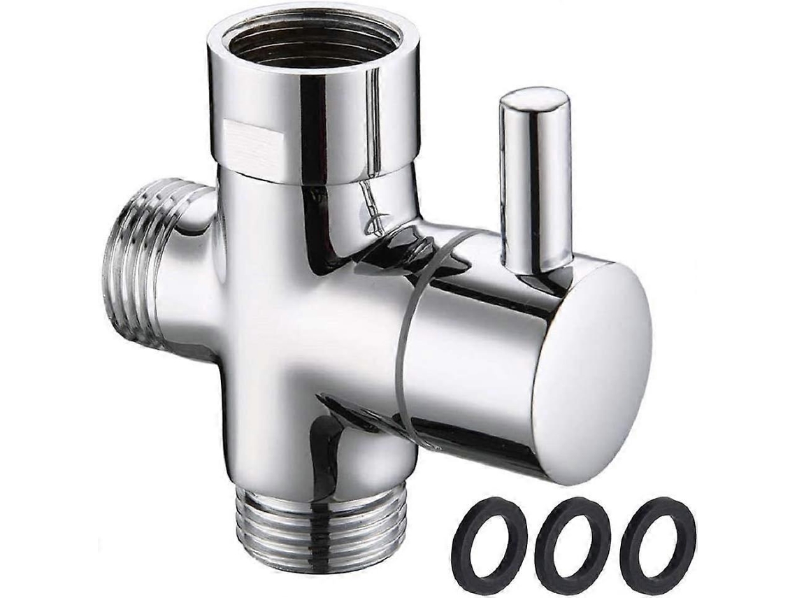Válvula Desviadora De Brazo De Ducha 3 Vías G1/2" Latón Con Arandela De Goma Para Ducha Fija Y Portátil