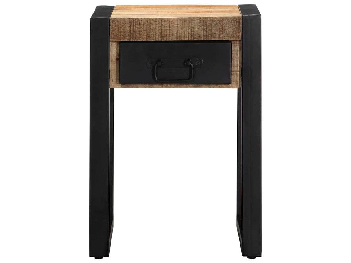 Mesa Auxiliar | Mesa Lateral Madera Maciza De Mango Rugosa 35x35x50 Cm