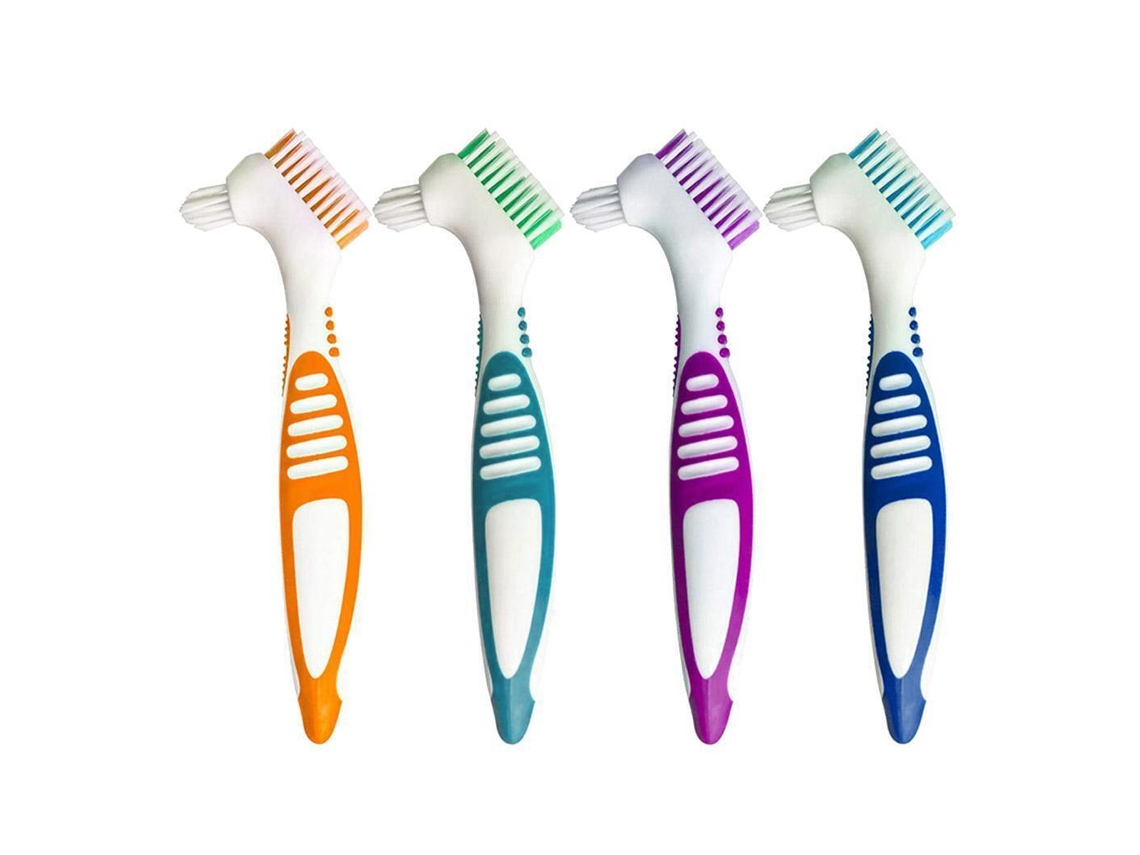 Juego de 4 cepillos para dentaduras postizas, cuidado de doble cara MEOIRUERY