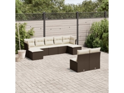 Conjunto de sofá de jardín de 9 piezas con cojines de mimbre marrón DKD Home Decor