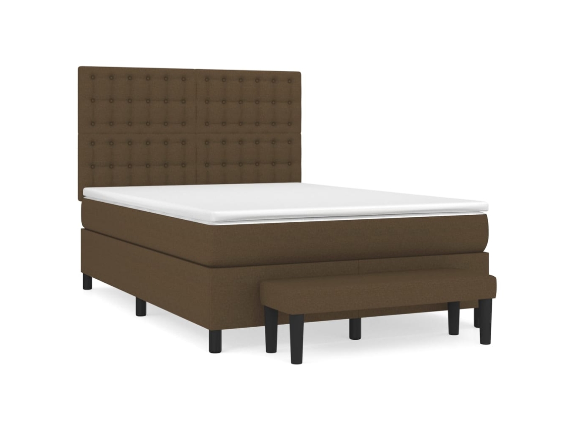 Maison Exclusive - Cama Box Spring Con Colchón Tela Marrón Oscuro 140x200 Cm