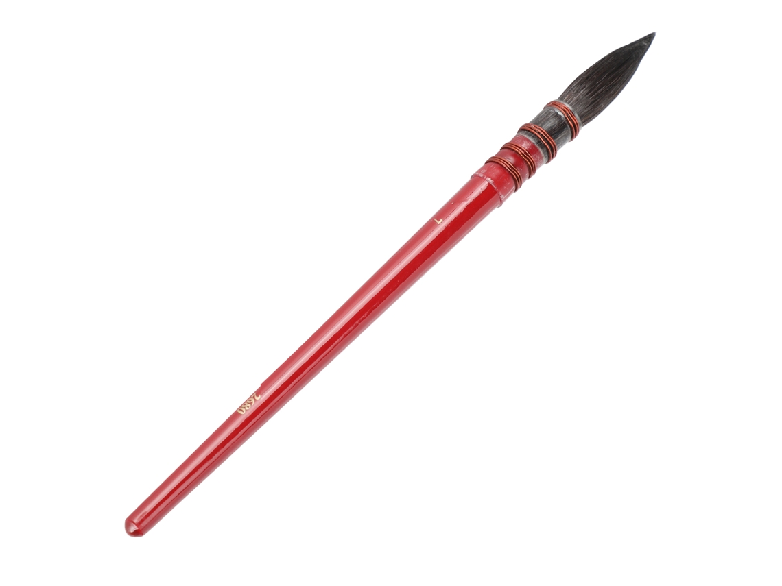 Pincel De Acuarela De Pelo De Ardilla Con Mango Rojo, Atado A Mano, Círculo De Hierro N.° 7