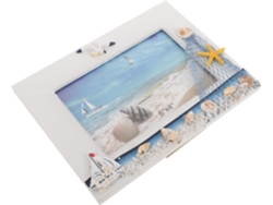 Marco Fotos Mediterráneo Horizontal Madera 15 Soporte Decorativo Temática Playera Conchas Marinas Decoración