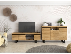 Conjunto De Muebles Naturale Con Patas, Buffet-mueble Tv 160cm Roble Negro Nórdico