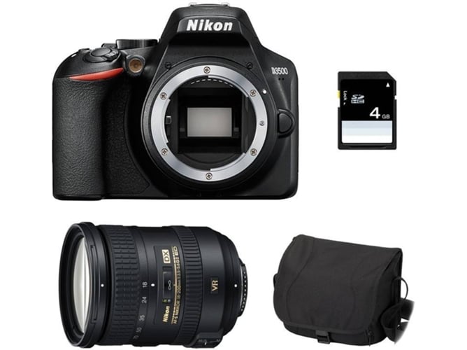 Kit Cámara Réflex NIKON D3500 + 18-200 VR + Bolsa + SD 4Go