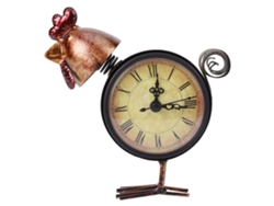 Baok - Reloj de mesa de hierro de estilo retro europeo con forma de gallina para decoración del hogar, regalo hecho a mano.