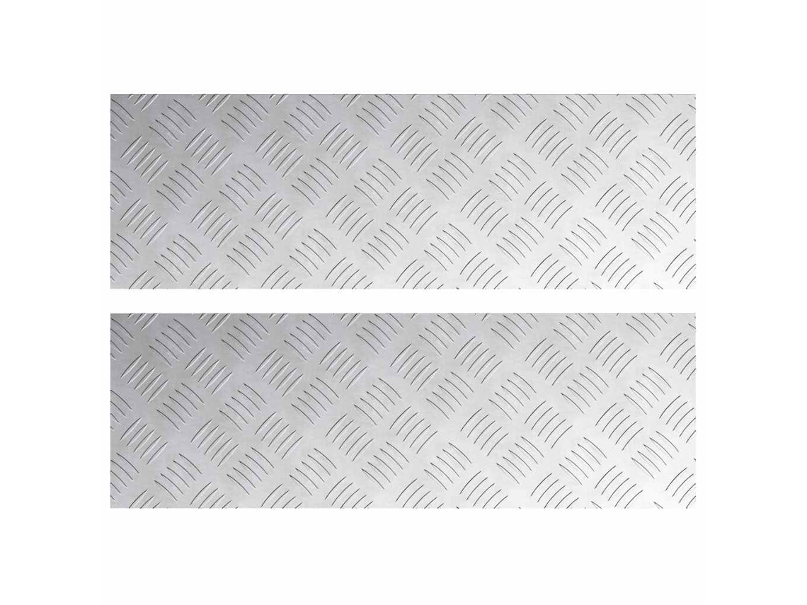 Taburete rectangular, 2 piezas, plateado, 75 x 25 cm, aluminio, EXCLUSIVO DE LA CASA