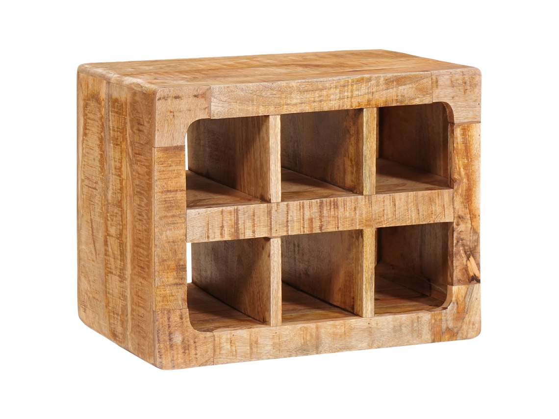 Soporte De Vino Rústico Vidaxl Marrón Madera Maciza De Mango (44x30x35 Cm)