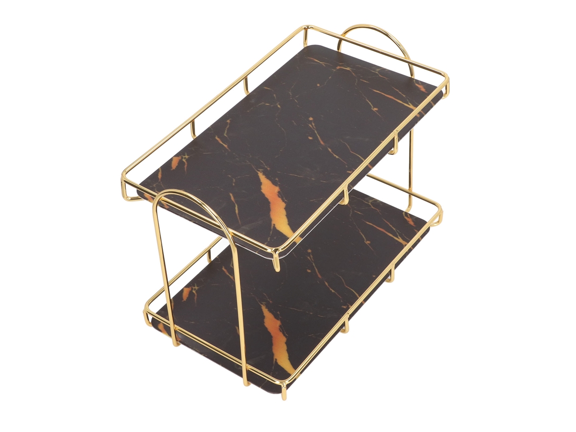 Estante de baño de 2 niveles, organizador grande dorado, 31x31,5 cm NEVEANCE