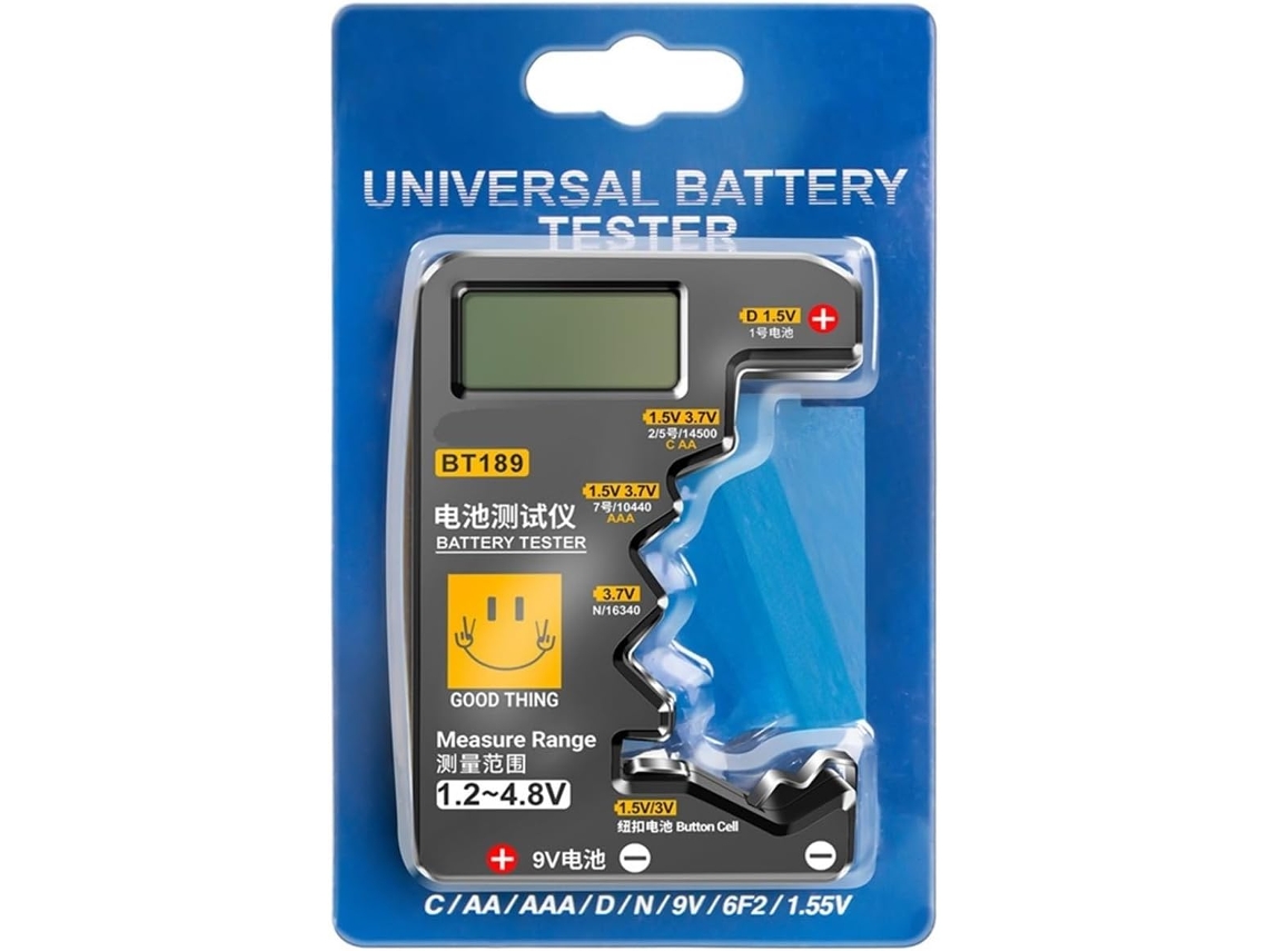Probador De Pilas De Botón Bt189 De 9 V Ndc Aa Aaa, Universal, Con Pantalla Lcd.