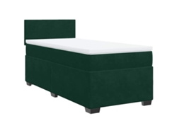 Maison Exclusive - Cama Box Spring Con Colchón Terciopelo Verde Oscuro 100x200 Cm