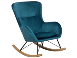Silla mecedora BELIANI Ellan de Terciopelo Azul 71x90x97
