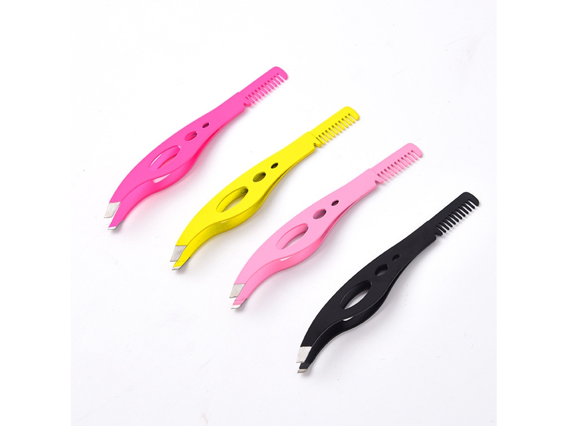 Pinzas De Acero Inoxidable Para Cejas, Con Forma De Peine, 4 Kits: Amarillo, Rosa, Rojo, Azul Y Negro.
