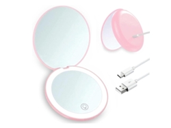Espejo De Maquillaje Led Recargable, Aumento 1x/10x, Con Luz, Se Puede Colocar En Un Bolso.