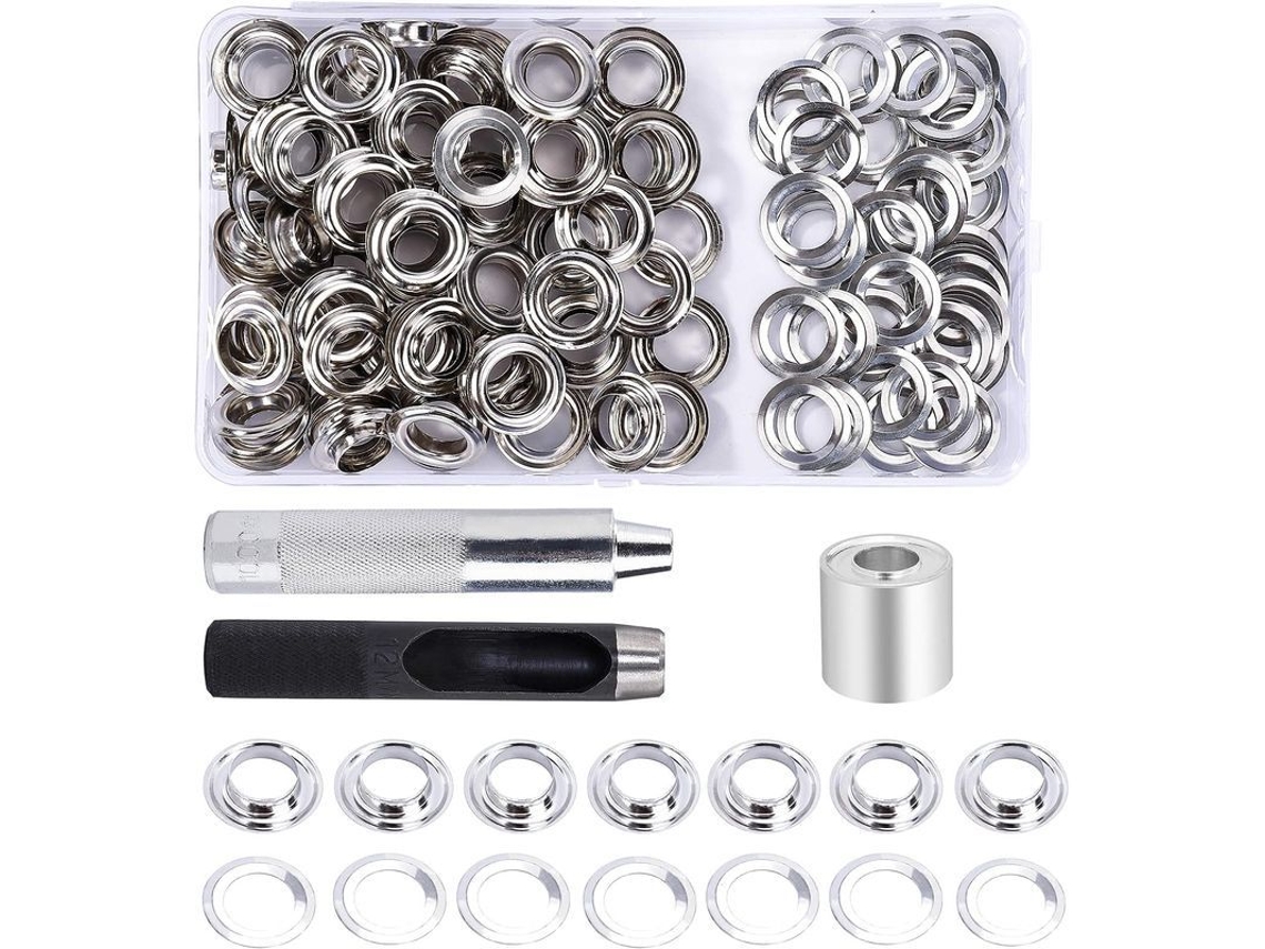 Kit De Ojalillos 12mm 100 Piezas Herramientas De Ojalos Caja De Almacenamiento Para Diy Tela Lona Artesania