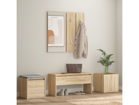 Juego De Muebles De Recibidor VIDAXL Beige Madera contrachapada (80x30.5x40 cm )
