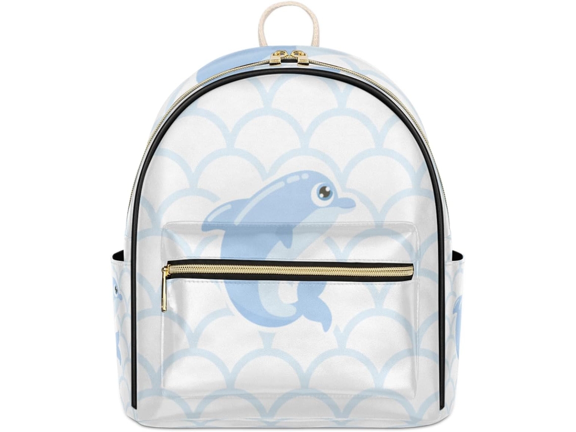 Mochila Cuero Tropicallife Estampado Delfines Escamas Pez Para Mujeres Niñas Niños Mochila Escolar Viaje Bo