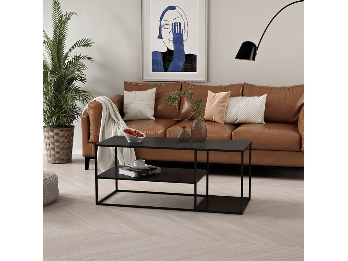 Mesa de centro Solund con 2 estantes acero [EN.CASA]