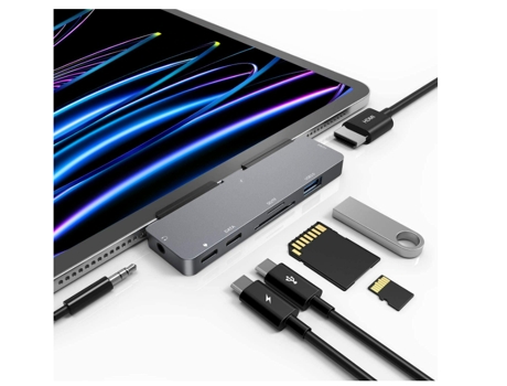 Adaptador USB C a HDMI 4K 7 en 1, CHRONUS HDMI240409-5zzy, Concentrador USB C para iPad Pro 11 12.9, iPad Air 5, con Conector de Auriculares de 3.5...